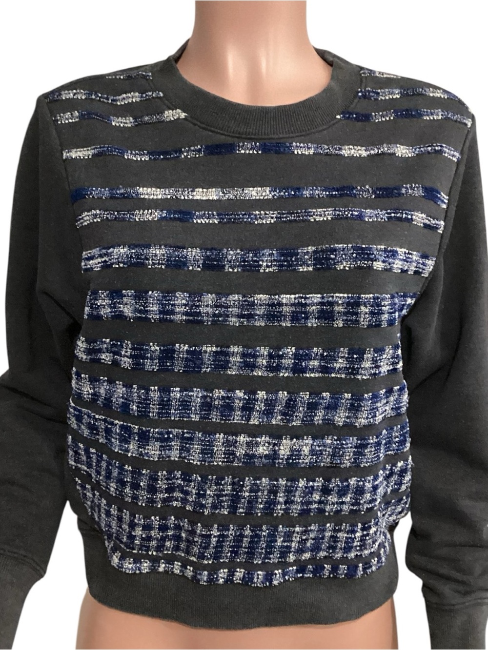 All Saints Textured Striped Crewneck Sweater Stria Sweat size XS